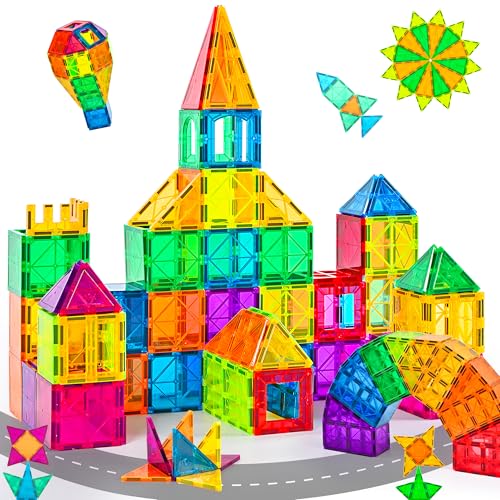 cossy 60 Pcs Magnet Tiles Magnetic 3D Building Blocks Set Educational Construction Toys for 3+ Year Kids with Stronger Magnets, Rivets-Fastened, Educational,Recreational, Conventional - size: 60 Pieces