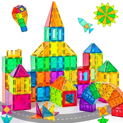 cossy 60 Pcs Magnet Tiles Magnetic 3D Building Blocks Set Educational Construction Toys for 3+ Year Kids with Stronger Magnets, Rivets-Fastened, Educational,Recreational, Conventional - size: 60 Pieces