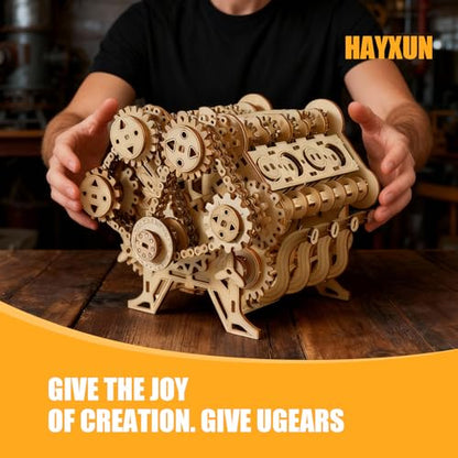 3D Puzzles for Adults - Wooden V8 Engine Model Kit