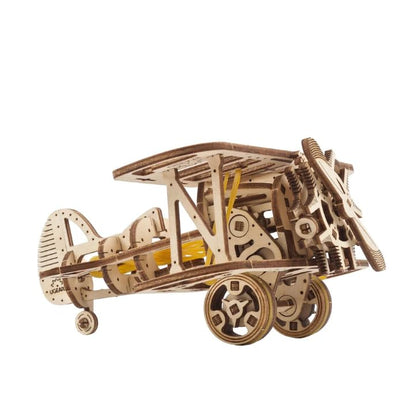 UGEARS Mini-Biplane, 3D Puzzle, 3.15-inch Height, Wooden Model Kits for Adults, DIY Craft Kit, Mechanical 3D Puzzle, for Aviation Enthusiasts and Puzzle Lovers