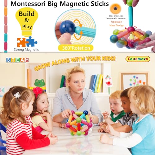 COUOMOXA Magnetic Building Blocks STEM for Kids: Educational Magnetic Set for 6-9+Years Old for Boys Girls - Construction Toys for Early Development Learning for Kids - style: 110 PCS