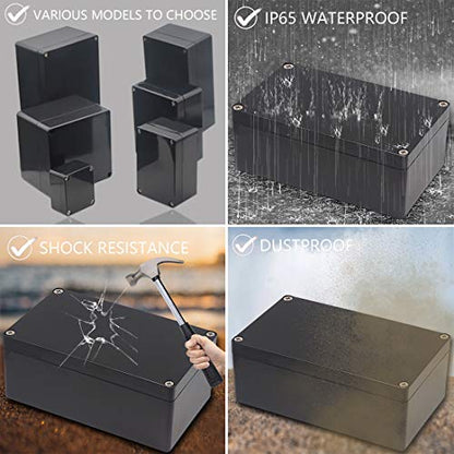 Junction Box, Zulkit Project Box IP65 Waterproof Outdoor Box ABS Plastic Electrical Boxes Electronic Enclosure Black 6.3 x 6.3 x 3.5 inch(160 x 160 x 90 mm)(Pack of 1) - size: 6.3" x 6.3" x 3.5"(Pack of 1)