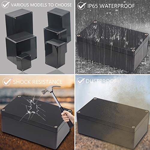 Junction Box, Zulkit Project Box IP65 Waterproof Outdoor Box ABS Plastic Electrical Boxes Electronic Enclosure Black 2.48 x 2.28 x 1.38 inch (63 x 58 x 35mm) (Pack of 2) - size: 2.48" x 2.28'' x 1.38''(Pack of 2)