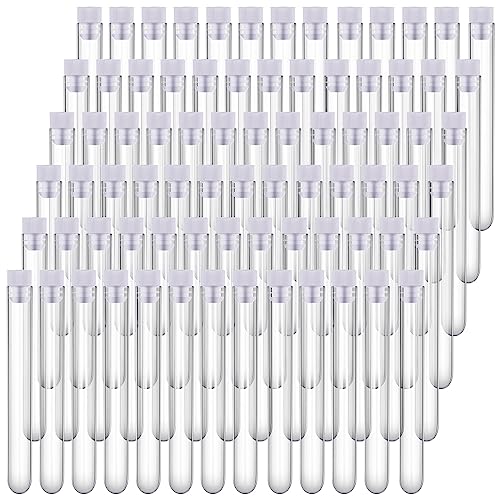 Xuhal 200 Pack Plastic Test Tubes 12 x 100mm 12 ml Lab Tubes Test for Scientific Themed Birthday Party Supplies (White Color) - color: White Color