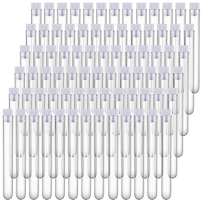 Xuhal 200 Pack Plastic Test Tubes 12 x 100mm 12 ml Lab Tubes Test for Scientific Themed Birthday Party Supplies (White Color) - color: White Color