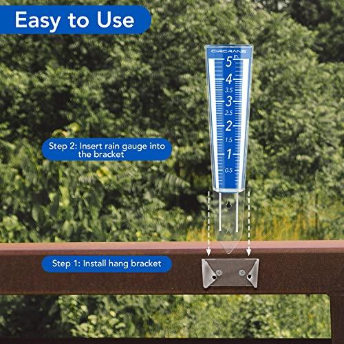 Circrane 5-Inch Capacity Outdoor Rain Gauge with Additional Hang Bracket& Stainless Steel Screws, Magnifying Scale and Numbers Design for Easy Read (Blue) - color: Blue