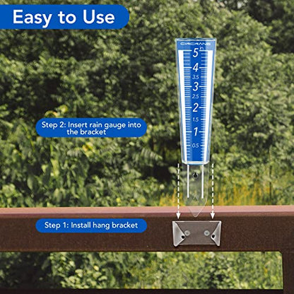 Circrane 5-Inch Capacity Outdoor Rain Gauge with Additional Hang Bracket& Stainless Steel Screws, Magnifying Scale and Numbers Design for Easy Read (Blue) - color: Blue
