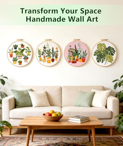 Irosiy Embroidery Starter Kit, 4 Pre-Printed DIY Craft Patterns
