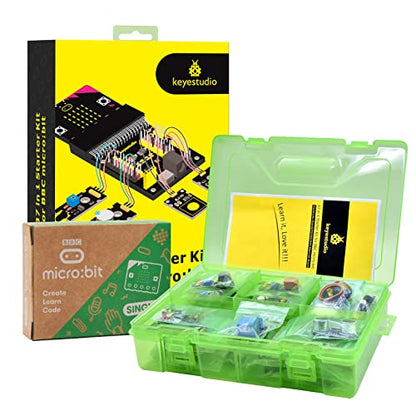 KEYESTUDIO 37 in 1 Box Starter Kit with BBC Microbit V2.2 Board, Great 37 Sensors Microbit Accessories Coding Electronics Kit for Teens Adults, Electric Circuit Learning with Tutorial