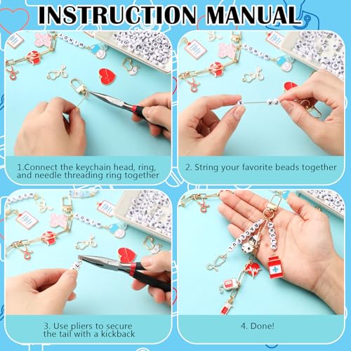 CraftyDream 558 Pcs Nurse Charms Keychain Making Kit Pharmacy Week Gift - style: Nurse