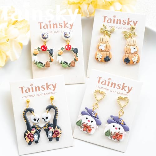 TAINSKY Micro Halloween Polymer Clay Cutters for Earrings Making, 8 Shapes for Fall Jewelry Mini Clay Cutters (A) - color: Micro-A