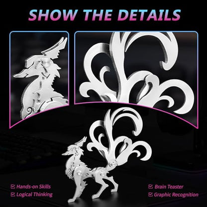 FILASLFT 3D Metal Puzzles for Adults,Model Kit Little NineTailed Fox - color: A6-little Nine Tailed Fox-silvery