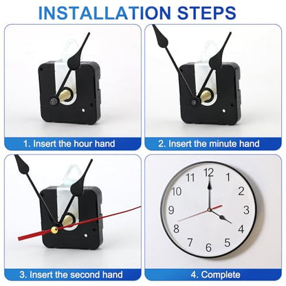 Gosknor Wall Clock Repair Kit, 1.26 Inch Quartz Long Shaft Clock Movement Replacement Mechanism Timepiece Repair Kit with Second/Minute/Hour Hand Parts