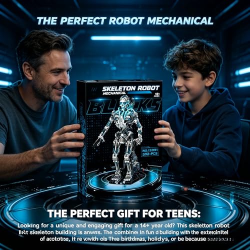 Mechanical Skeleton Robot Building Blocks Set, 3D Robotic Model Kit - color: Skeleton