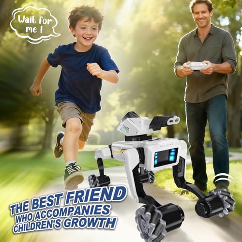 3 in 1 Robot Dog with Wheels Kit, 30+ Bionic Actions, Voice & Remote Control, Programmable Moves, Rechargeable Battery, All-Terrain Stunt Pet Toy for Kids(Removable Claw & Cannon) - style: 3 IN 1 Robot Dog with Wheels