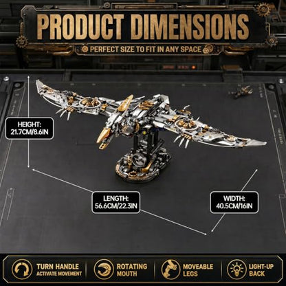 Display Model Mechanical Pterosaur Building Set with Adjustable Limbs, 1266+PCS, Light Up Home Office Decor - color: Mechanical Pterosaur