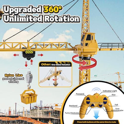 Mini Tudou RC Crane Toy, 50.4 inch Tall Large Toy Cranes for Boys Age 6-12