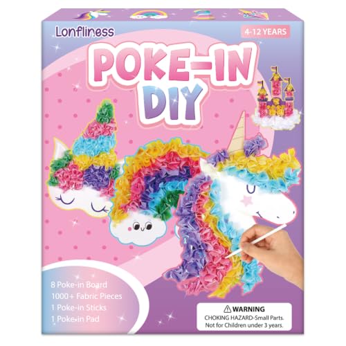 Lonfliness 8 Pcs Unicorn Poke in Craft Kits for Kids Mess Free DIY Art - style: Unicorn