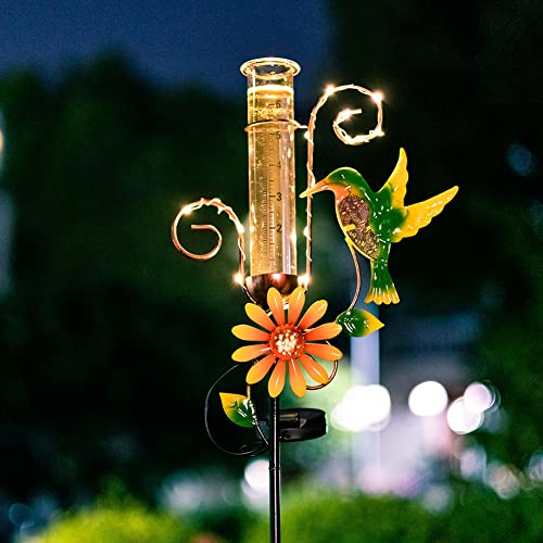 Stargarden Hummingbird Rain Gauge Outdoor,Metal Solar Rain Gauge - color: Hummingbird-B
