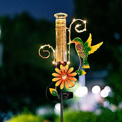 Stargarden Hummingbird Rain Gauge Outdoor,Metal Solar Rain Gauge - color: Hummingbird-B