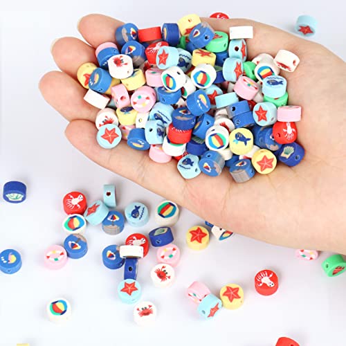 200PCS 10mm Colorful Ocean Animal Polymer Clay Bead Bulk for Jewelry Making - color: Clay Ocean Animals