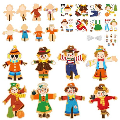 BeYumi Fall Scarecrow Craft Kit - 123Pcs Fall Scarecrow Craft Kit DIY Autumn Thanksgiving Ornament Set Home Classroom Game Activities Art Supplies Decor for Kindergarten Kids - style: Fall Scarecrow