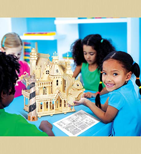 Puzzled 3D Puzzle Lighthouse Set Wood Craft Construction Model Kit, Fun & Educational DIY Wooden Toy Assemble Model Unfinished Crafting Hobby Puzzle to Build and Paint for Decoration 58 Pieces Pack