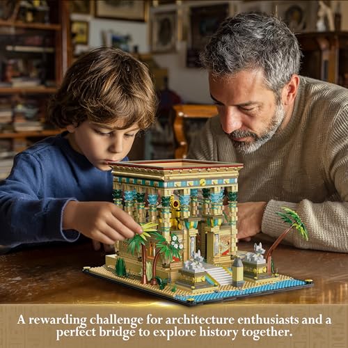 Philaedin Temple Building Set for Adults, Egyptian Architecture Building Blocks, Miniature Nile Temple Scene, Famous Landmark Collection Home Décor Model Building Kit, 2018 Pcs