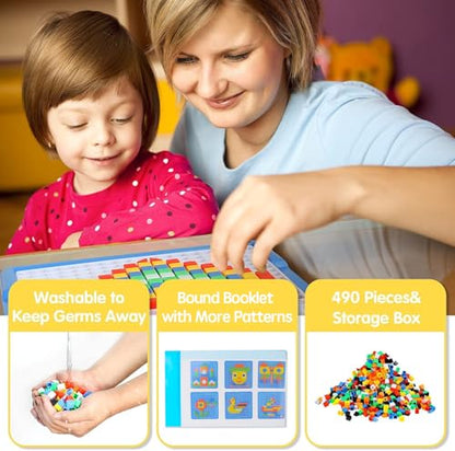 ZOZOPLAY Large Cube Mosaic Puzzle, 490-Piece STEM Learning Building Blocks