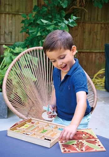 Tender Leaf Toys - The Bug Hotel - 13 Wood Garden Bugs with Shelving Unit and Front Panel - Made for Little Hands - Open-Ended Nature Play - Science Learning Toy for Boys and Girls - Age 3+