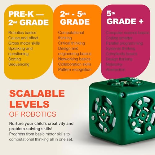 CUBELETS Modular Robotics Robot Blocks with 11 Robot Cubes - Curiosity Set for Home Robotics Kit - Kids STEM Kits - Kids Engineering Kit