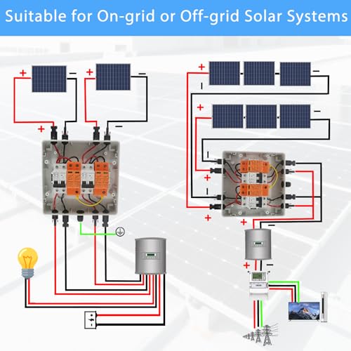 Solar Disconnect Switch, PV Combiner Box 2 String 1000V 40A Solar Surge Protector, IP65 Waterproof, Plug & Play Outdoor Solar Panel System - size: 2 String 2in2out