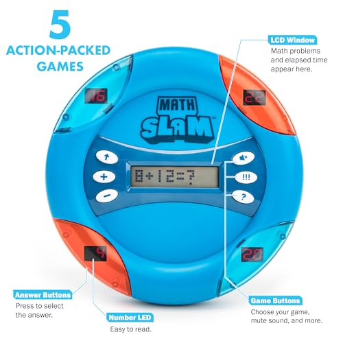 Educational Insights Math Slam - Handheld Electronic Math Games for Kids 5-7, First Grade Addition and Subtraction Games, Basic Algebra Learning Game, Self-Teaching Elementary STEM Tools