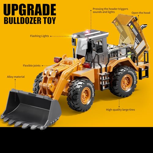 Pupu Pig Construction Toys, Metal Bulldozer Toy for Boy Gifts, Yellow, 3+ - color: Metal Bulldozer Toy - Yellow