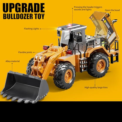 Pupu Pig Construction Toys, Metal Bulldozer Toy for Boy Gifts, Yellow, 3+ - color: Metal Bulldozer Toy - Yellow