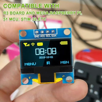 5 Pack 0.96 inch OLED IIC Display Module 128x64 Pixel Mini Self-Luminous Display Screen Board for Arduino Projects Raspberry Pi with Wire(Blue and Yellow) - color: Blue and Yellow