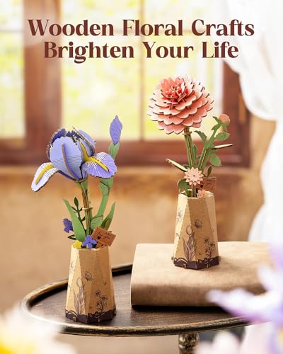 3D Flower Wooden Puzzles for Adults-Pink Dahlia, Mothers Day DIY Wooden Flowers Model Kit Building Set Crafts Gifts, Artificial Botanical Collection Creative Gift Ideas/Housewarming(93PCS) - style: TW - Pink Dahlia
