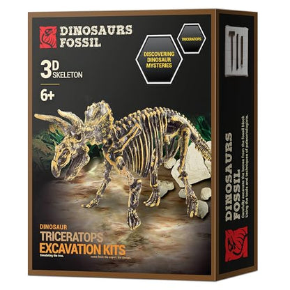 VIBIRIT Dig Up Dinosaurs Skeleton Set,Dinosaur Digging Fossil Kit Model Toys,Excavation Kits for kids5-12year,Educational Realistic Toys for Kids,Boys,Girls - style: Triceratops