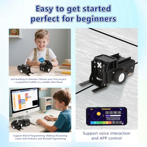 3-in-1 ESP32 IoT Control Smart Factory Kit with 2-in-1 TruckBott Smart Car Kit, Electronics Programming Robotics Kit Compatible with Arduino Scratch, School Home DIY Education STEAM Set for Teens 12+ - color: Black