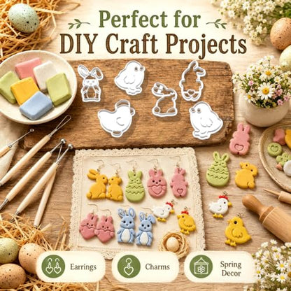 9PCS Farm Easter Clay Cutters - color: Rabbit Mold