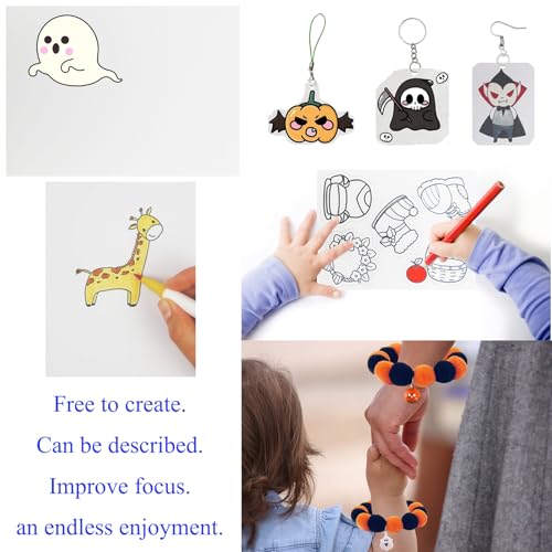 Heat Shrink Plastic Sheets Shrink Film Papers Kit Patterned Sheets Frosted Shrink Paper Sheet 171 PCS DIY Ornaments Keychains Making for Creative Art and Craft (8 x 5.7inch)