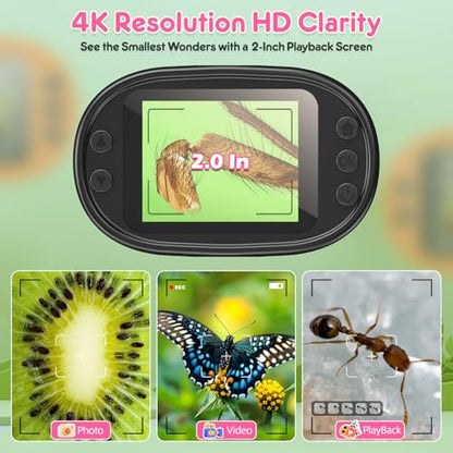 Kids Digital Microscope Science Gift: Complete STEM Toy Kit for Ages 4-12 - color: Pink