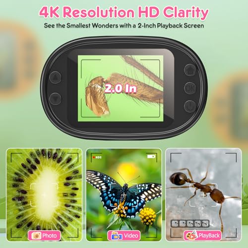 Kids Digital Microscope Science Gift: Complete STEM Toy Kit for Ages 4-12 - color: Pink