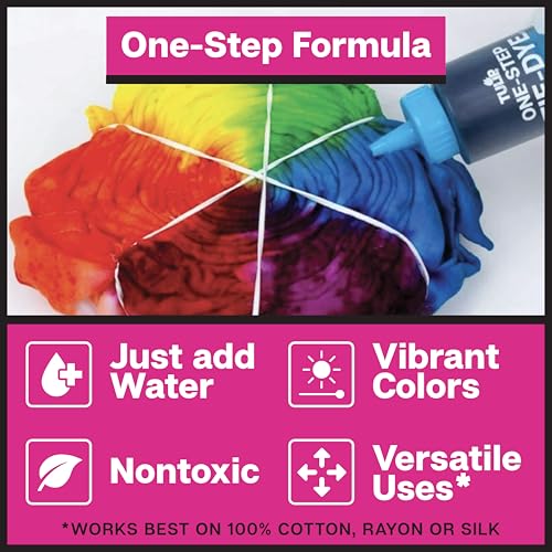 Tulip One-Step Tie Dye Kit, Large Group Activity, Gift, 14 Vibrant Colors, Permanent Fabric Dye, Easy Clean-up, 18 Prefilled Full-Size Bottles and Tools