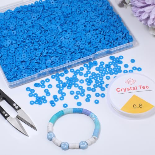 4000pcs Dark Blue Clay Beads,6mm Heishi Bead Polymer Flat Round Disc Bulk Beads for Jewelry Making,DIY Friendship Bracelet and Necklace Craft - color: Dark Blue