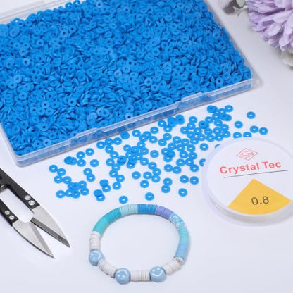 4000pcs Dark Blue Clay Beads,6mm Heishi Bead Polymer Flat Round Disc Bulk Beads for Jewelry Making,DIY Friendship Bracelet and Necklace Craft - color: Dark Blue