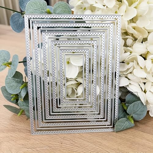 Lapoo Flowers Metal Cutting Die for Scrapbooking - Durable, Cut Stencils for DIY Scrapbook Photo Album Decorative Paper Card, Card Making Supplies (Multiple Dotted Rectangle Boxes 5.5 x 3.9 in) - style: Multiple Dotted Rectangle Boxes 5.5 x 3.9 in