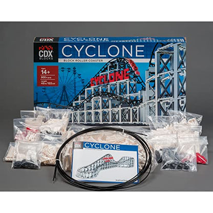 CDX Blocks: Cyclone - 900+ Pieces, Building Brick Set, Gravity Powered Roller Coaster Model, Promotes STEM Learning - style: Cyclone