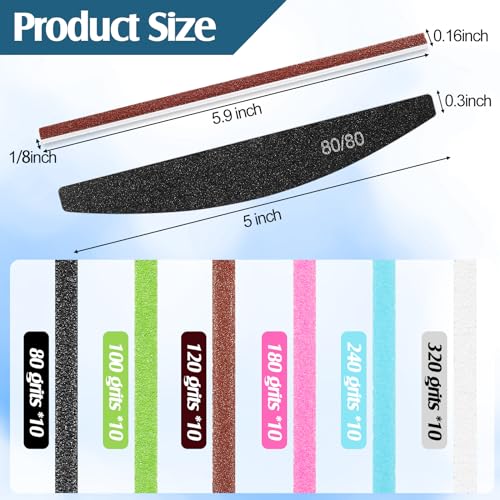 Honoson 70 Pcs Sanding Sticks Polishing Sticks Fine Sanding Twig Coded Abrasive Sand Twig for Plastic Model Assorted Metal and Wood Sand Tool Accessory for Craft(Low Grits Rating,Half Moon) - style: Half Moon