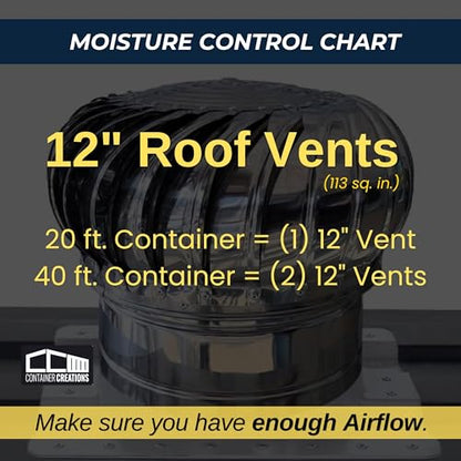 AdaptAIR® Roof Vent Adapter (2-Pack) for 40' Shipping Container/Conex Setup - Fits 12-Inch Turbines - Pair with 2-Pack Turbine, Sold Separately - size: Roof Adapter 2Pck